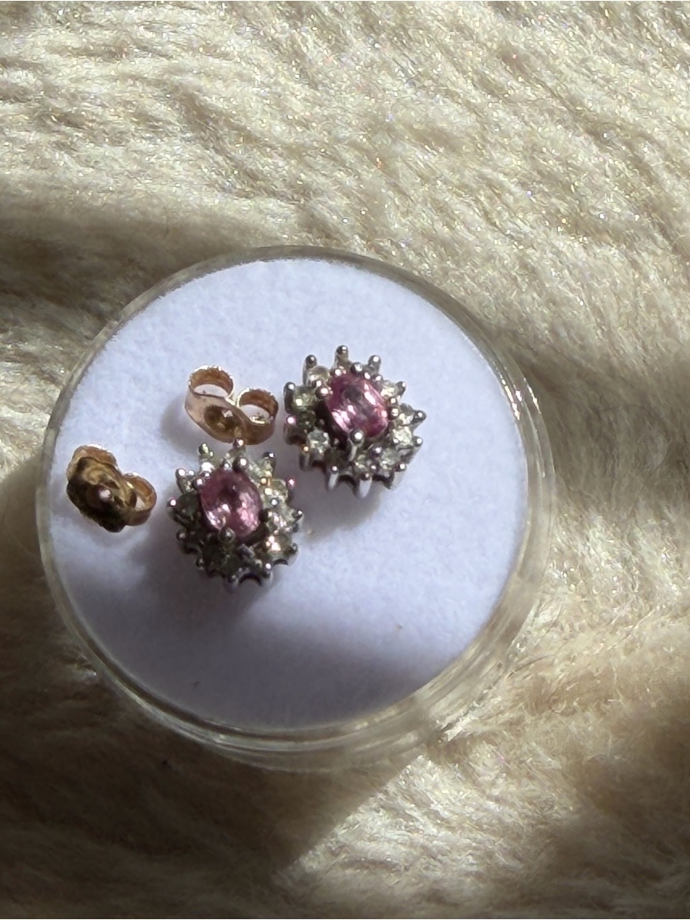 Pink Halo Crystal Stud Earrings with Gold-Tone Posts